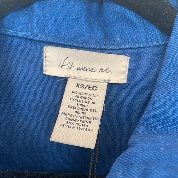 NWT ‘If It Were Me’ Snap Front Oversized Trucker Utility Blue Jacket Size XS - Picture 2 of 5
